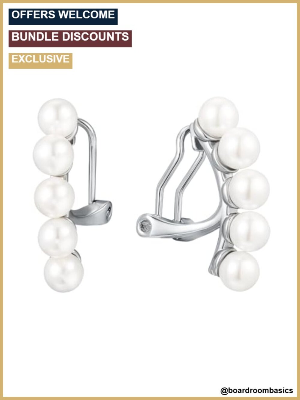 Gold Plated Copper Pearl Ear Cuffs Non Pierced Earrings